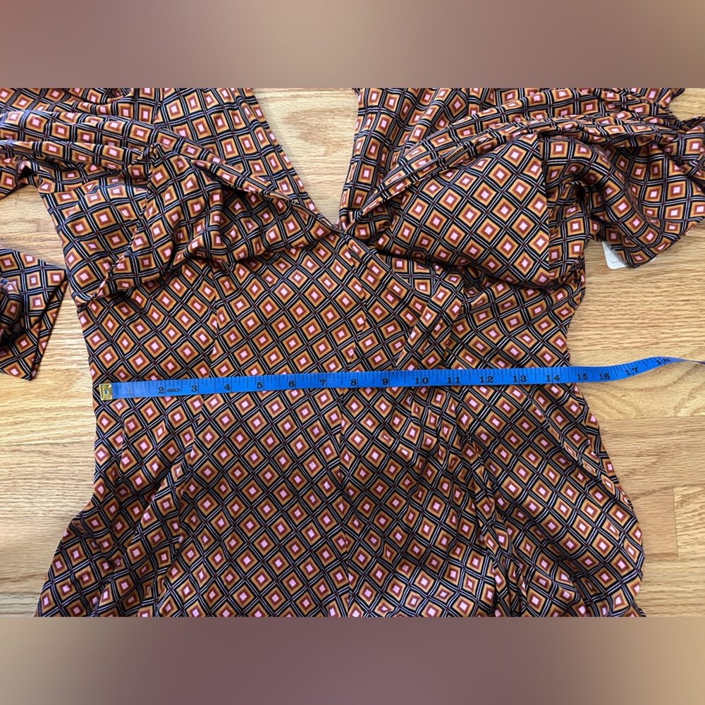 Free People Brown Long Sleeve Printed Wrap Mini Dress - Picture 14 of 16